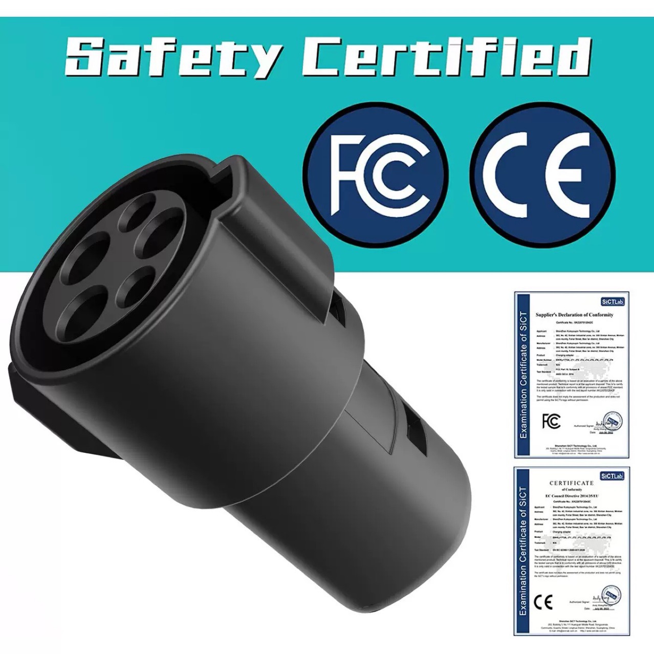 美标J1772转特斯拉NACS转接头Type1转TPC交流转换头80A适配器