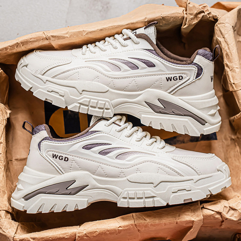 Giày thể thao nam đế dày kiểu sneaker lưới thoáng khí, buộc dây, gót thấp 1–3 cm — Bánh bao gạo W5033, W5033 màu đen, W5033 trắng xanh lục