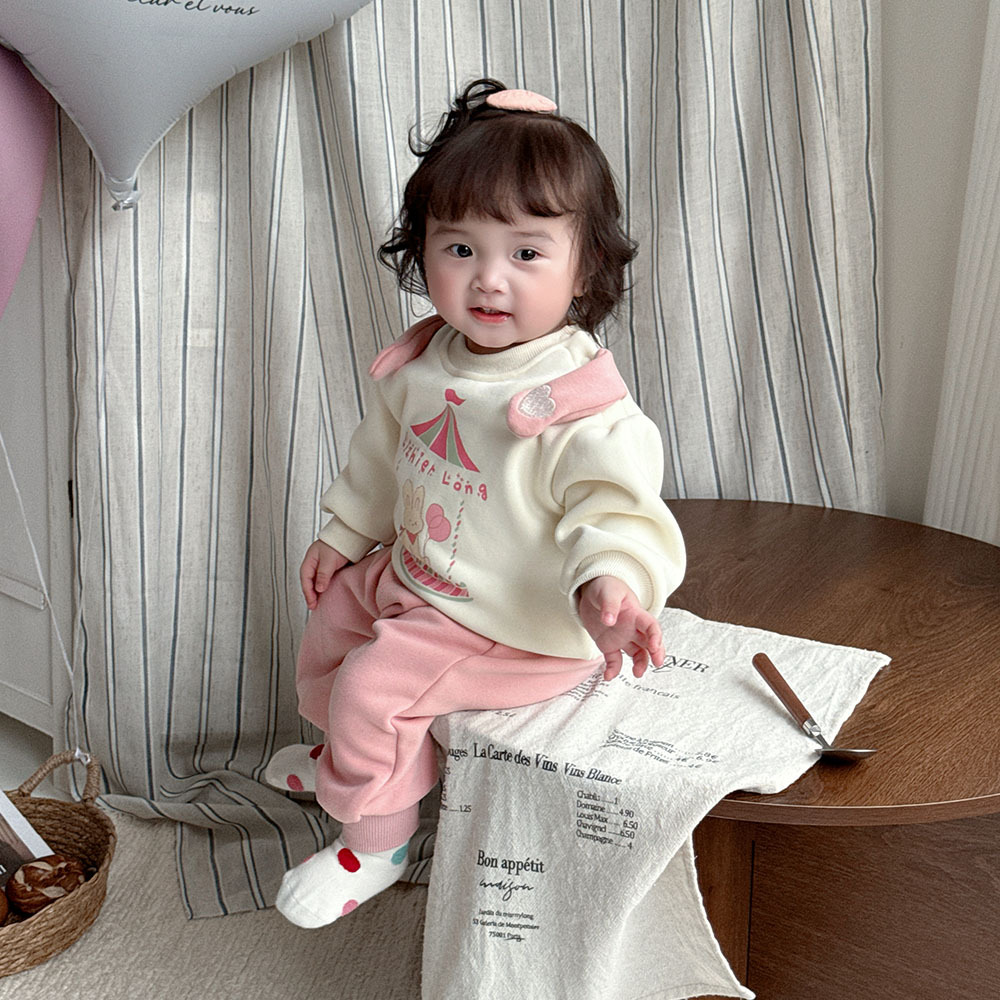 2024 nuevo traje para niños de otoño e invierno 1-3 años de edad, suéter grueso y cálido, suéter, traje de dos piezas
