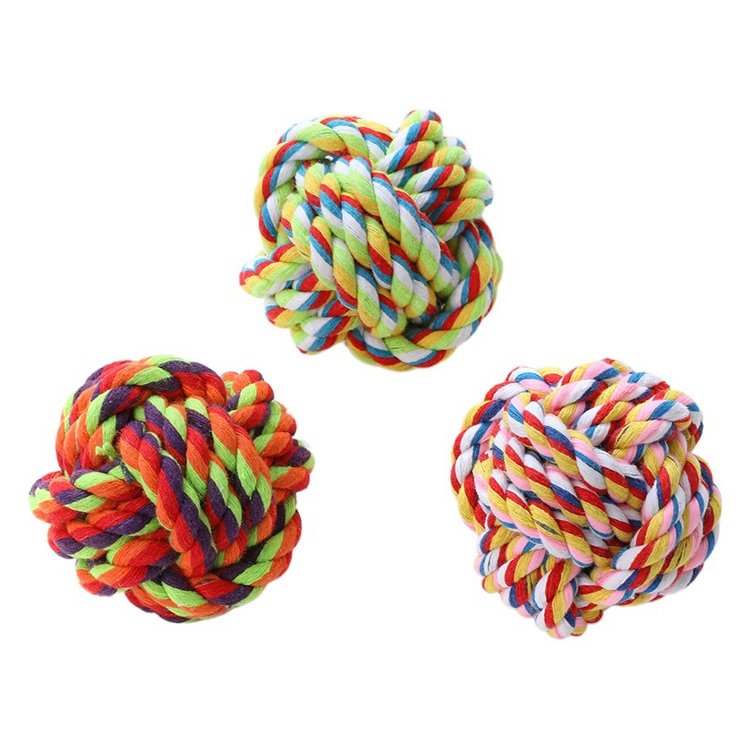 Cuerda de algodón grande bola trenzada bola de algodón bola al por mayor perro molar diente limpieza cuerda nudo juguete cuerda nudo cuerda mascotas suministros