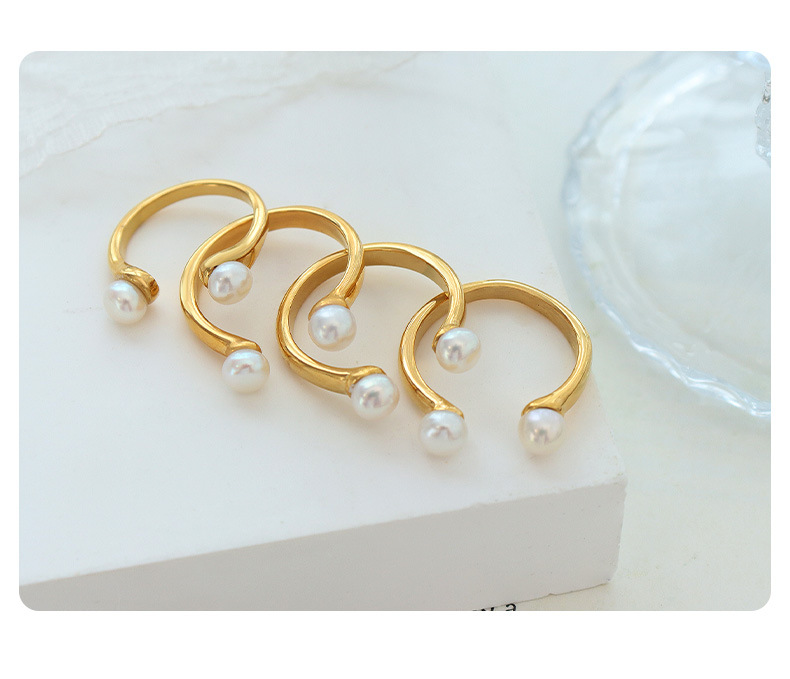 Daily Occasion 304 Stainless Steel Material Geometric Pattern PVD Coated Real Gold Plated 18K Gold Geometric 304 Stainless Steel Fashion Waterproof Non Tarnish Open Ring