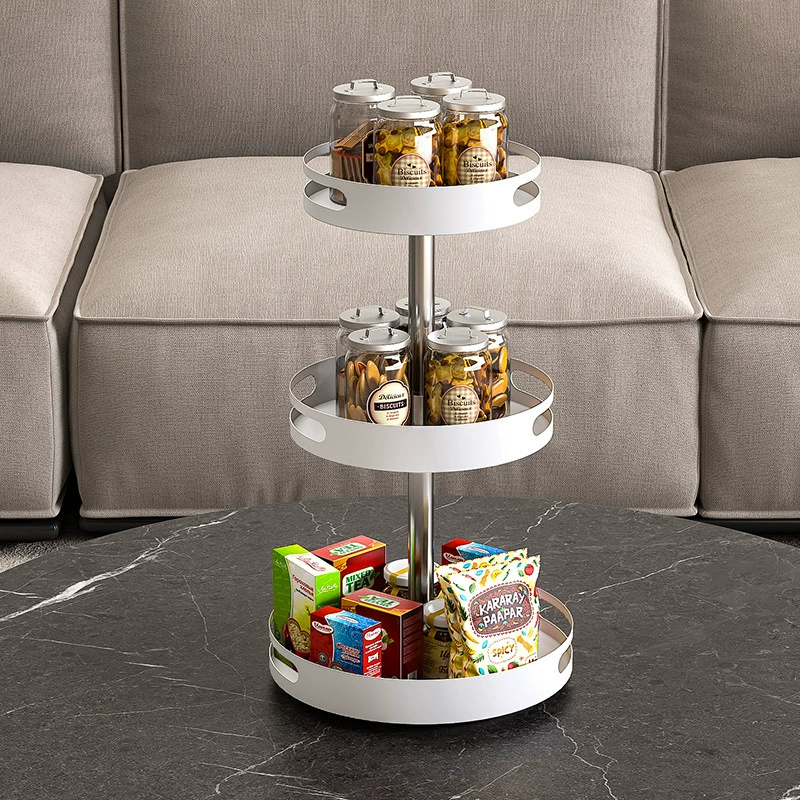 Kitchen rotation rack multi -function can rotate feasting rack carbon steel three -layer disc seasoning box pallet storage rack