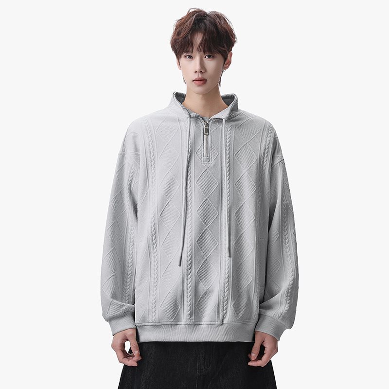 2026 New Sweater Men's Spring And Autumn Teen Heavy Half Zipper Jacket American Trendy Brand With Bottoming Shirt_voghion.com