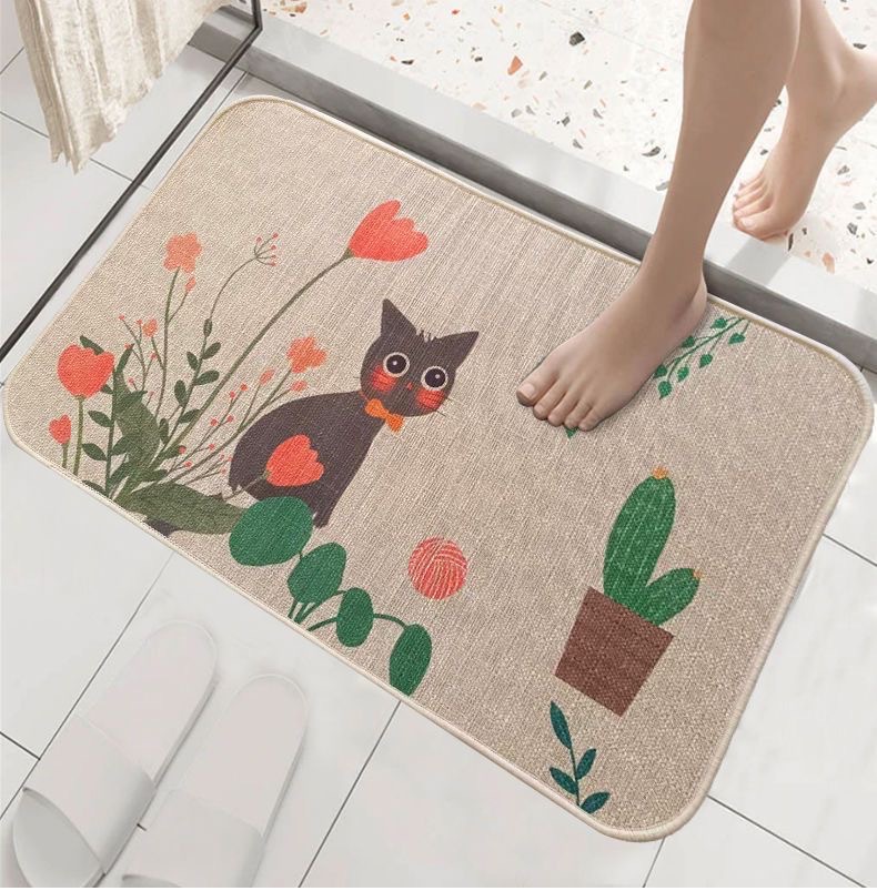 Cross-border Linen Floor Mat Bathroom Anti-slip Mat Door Mat Household Bathroom Absorbent Wear-resistant Washable Door Mat