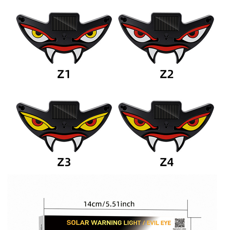 Cross-border solar-powered dynamic devil eye LED warning light for cars, trucks, and vans