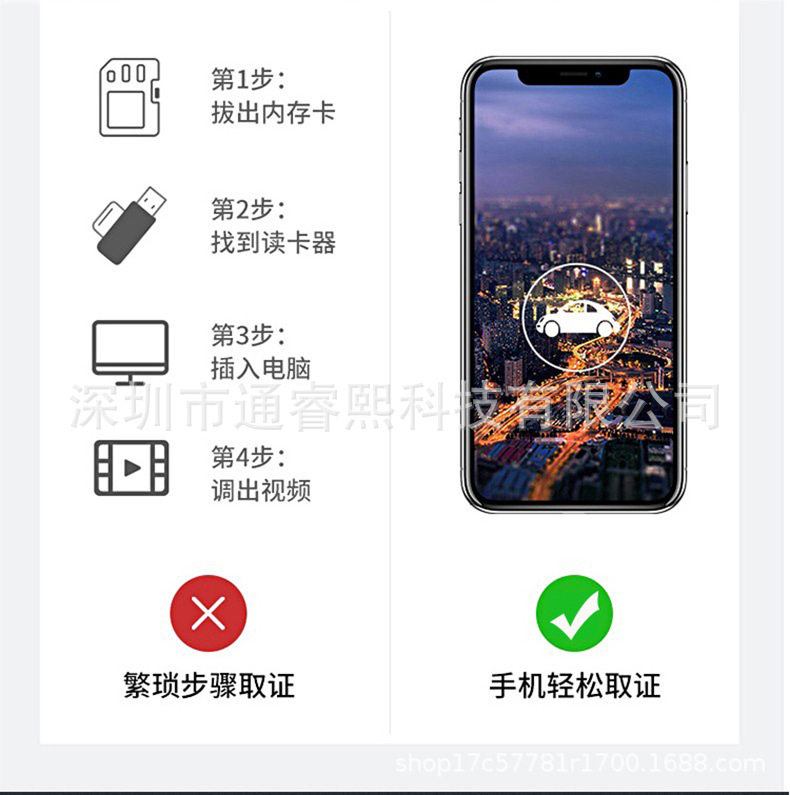 Cross-Border Best-Selling Dash Cam with High-Definition Night Vision, Wifi Connectivity, Loop Recording, and Parking Monitoring