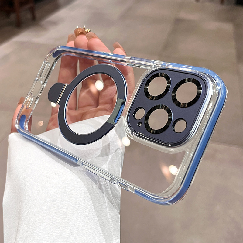 Soporte magnético transparente simple y avanzado para iphone16ProMax Apple 14 funda para teléfono móvil 15 espejo de metal 16