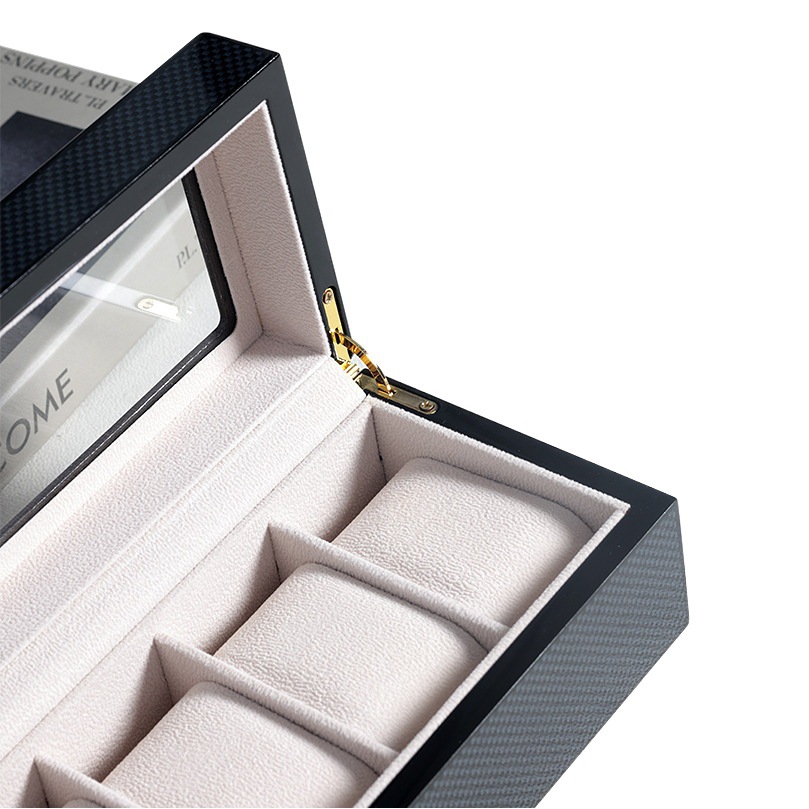Caja de reloj de fibra de carbono Dejiao hombres y mujeres reloj Colección Caja de regalo negro pulsera de madera caja de almacenamiento