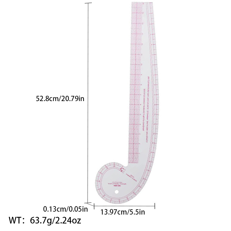 Regla de curva directa de fábrica Botón regla de arco regla de ropa regla de corte traje de regla de jaula de manga regla de tamaño colección