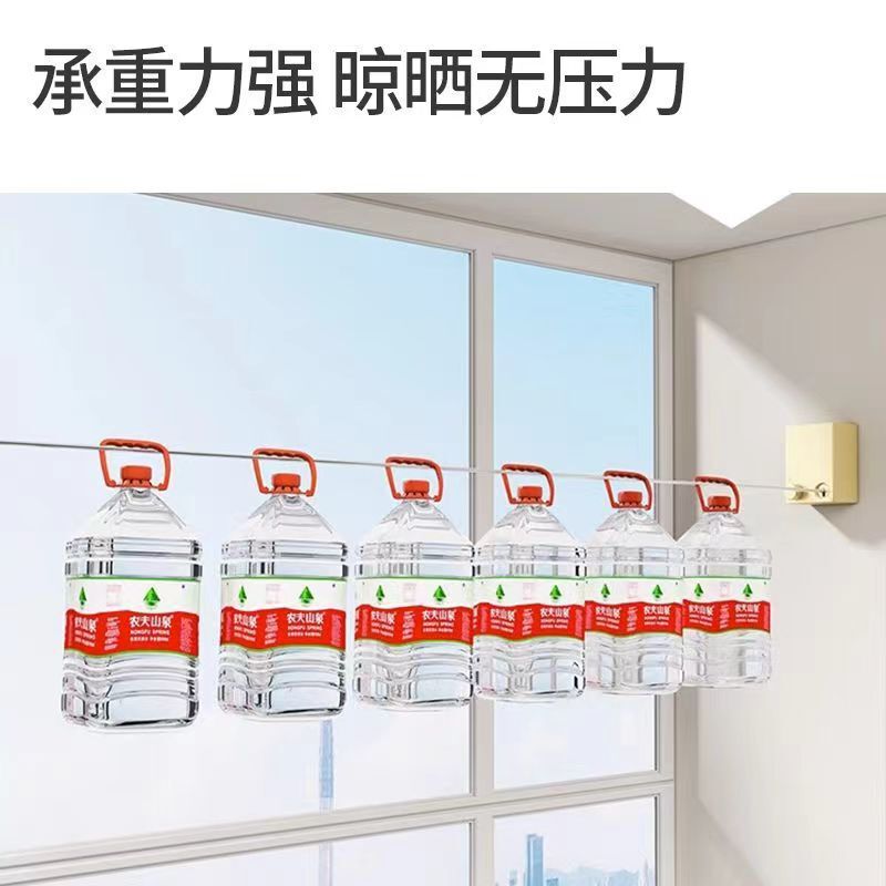 バルコニーに穴を開けずに目に見えない収縮物干しロープ、衣類用の涼しい衣類加工品、屋内用伸縮式鋼線、浴室用物干しラック|undefined