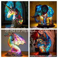 新款跨境魔幻神奇动物led灯创意usb插头树脂雕像发光独角兽摆件