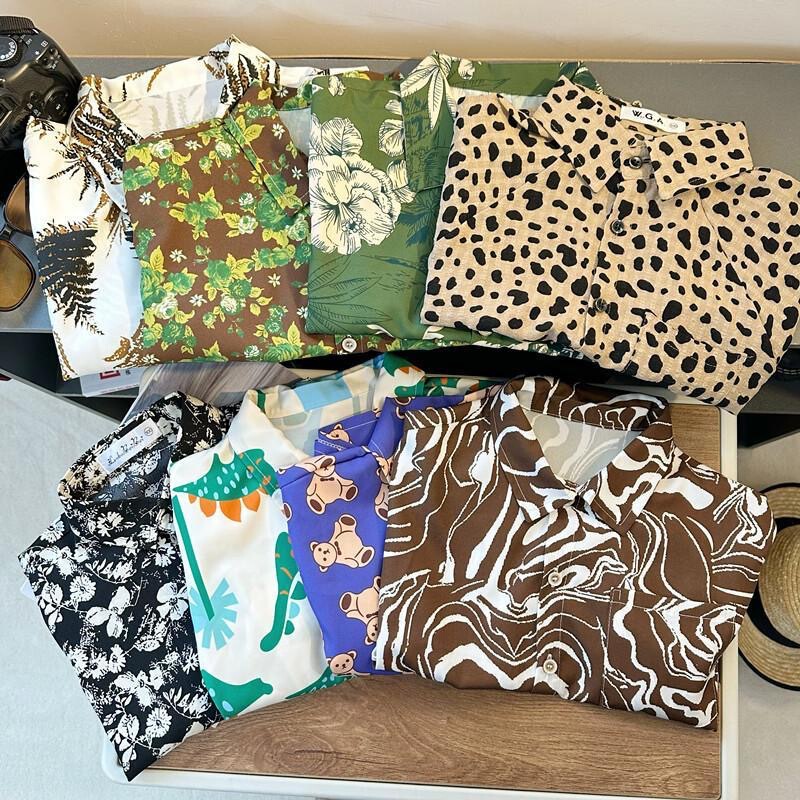 New Children's Shirt Summer Boys Short-Sleeved Shirt Baby Boy Lapel Casual Top Hawaiian Flower Shirt
