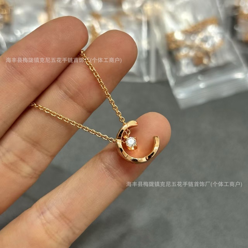クラシックなダイヤモンド付きウォーターマーンネックレス、女性用菱形模様、小香風、18Kローズゴールドメッキ、軽い高級感、ココ風セーター、ショートタイプ|undefined