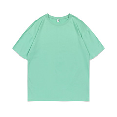240g heavyweight double yarn Xinjiang long-staple cotton dropped shoulder loose-fitting short-sleeve T-shirt, solid color round neck high-end soft quality