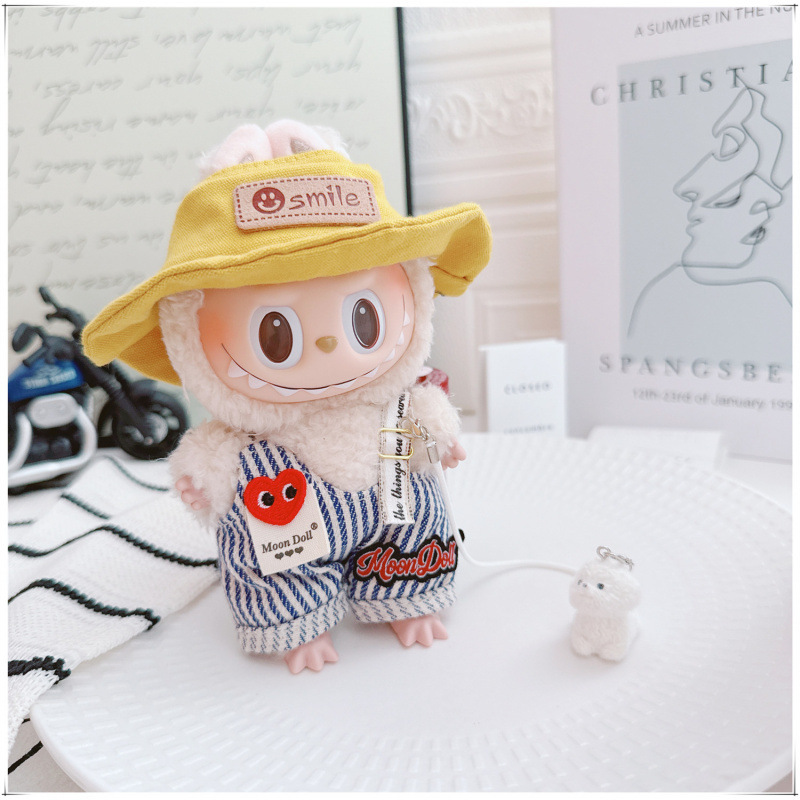 labubu娃衣拉布布衣服挂件个性条纹爱心背带裤牛仔帽装扮宠物挂件|undefined