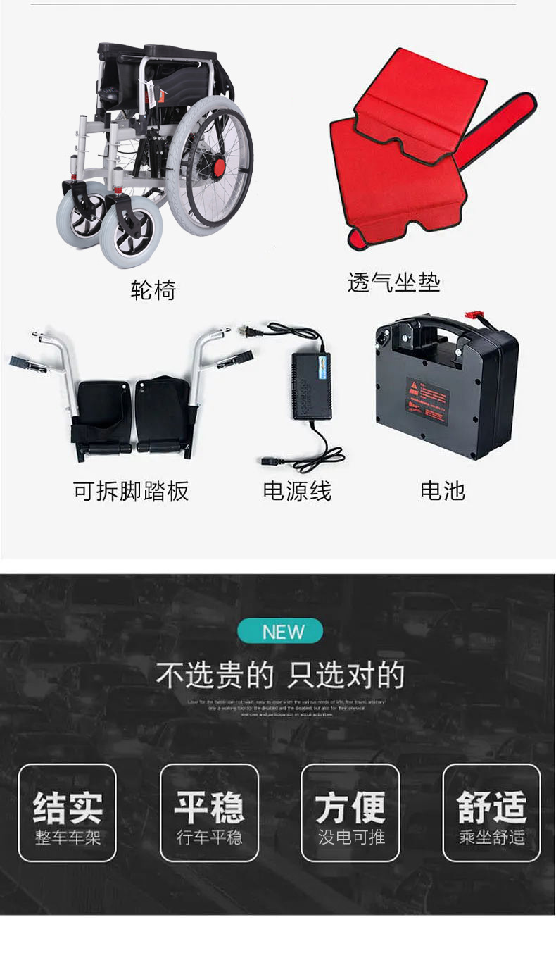 Electric Wheelchair for Disabled Elderly Mobility, Foldable Intelligent Fully Automatic Four-Wheel Mobility Wheelchair for the Elderly