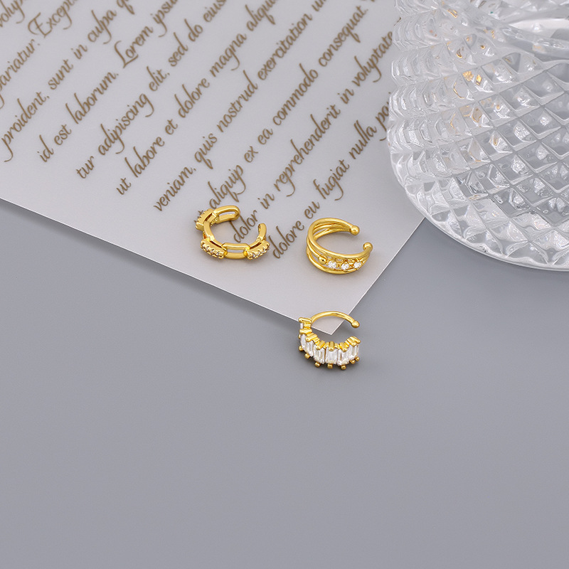 Copper Material 1 Piece IG Style Simple Style Geometric Inlay Copper Zircon Ear Cuffs
