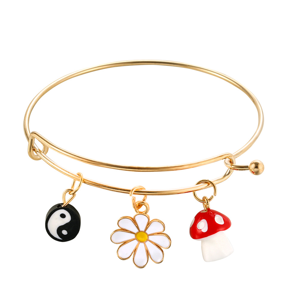 Cute Flower Mushroom Alloy Plating Bangle