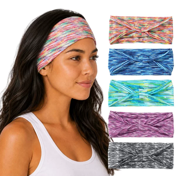 Tie-Dye Cross-Knot Sports Headband, Yoga Running Sweat-Absorbing Wide-Brimmed Headband, Colorful Gradient Fabric Headband