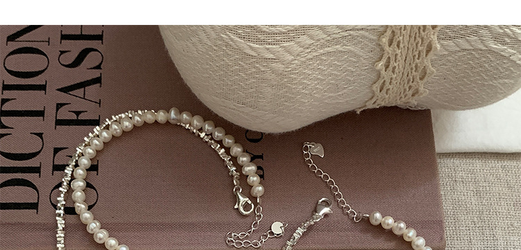 Sucré Style Simple Forme De Cœur Perle D'eau Douce Argent Sterling De Gros Bracelets Collier display picture 53