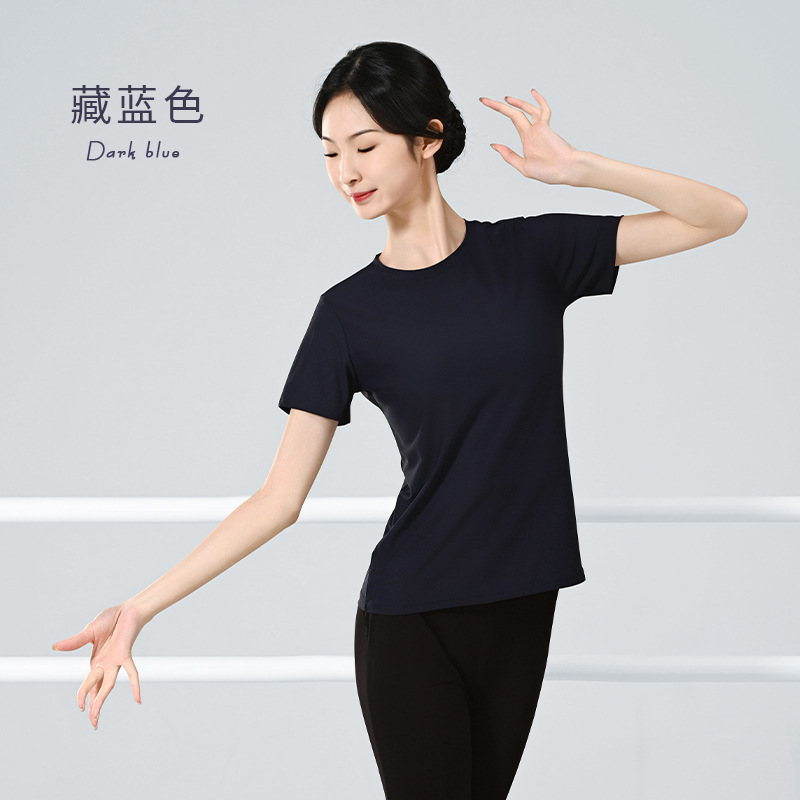 Ropa de entrenamiento deportivo transpirable de secado rápido cuello redondo Camiseta manga corta superior casual suelta entrenamiento ropa de yoga imprimible LOGO