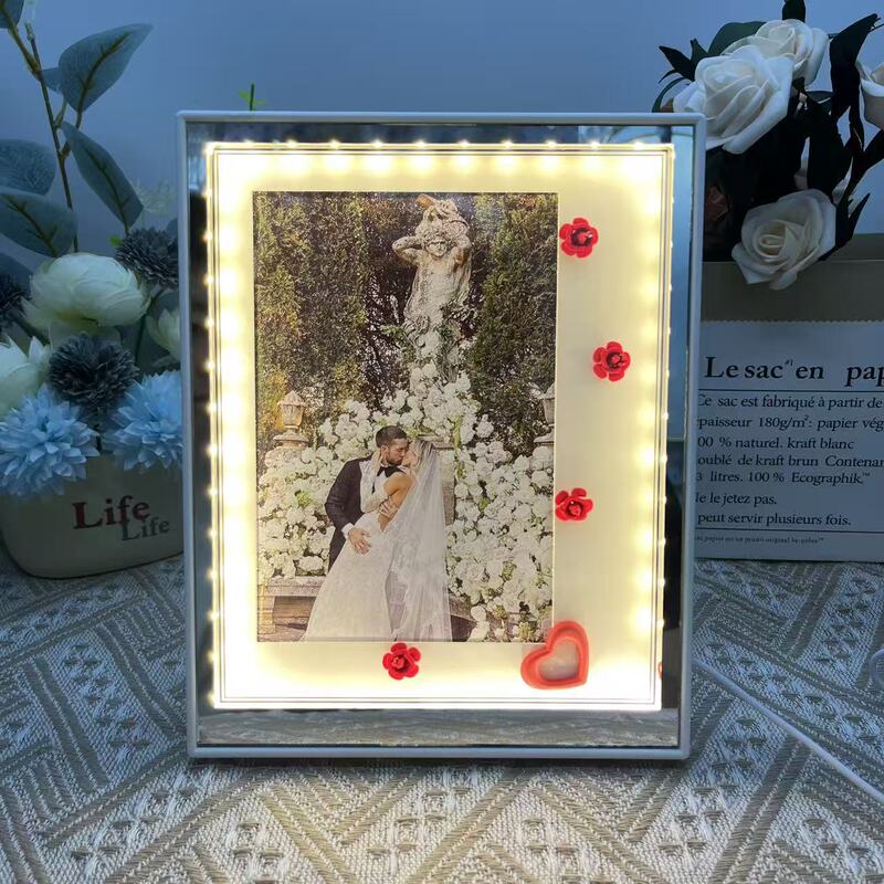 Led Photo Frame Light, Luminous Photo Frame, Handmade DIY Creative Gift, Ins-Style Luminous Photo Frame Decoration, Wedding Photo, Wedding Dress Led Photo Frame Light, Luminous Photo Frame, Handmade DIY Creative Gift, Ins-Style Luminous Photo Frame Decoration, Wedding Photo, Wedding Dress