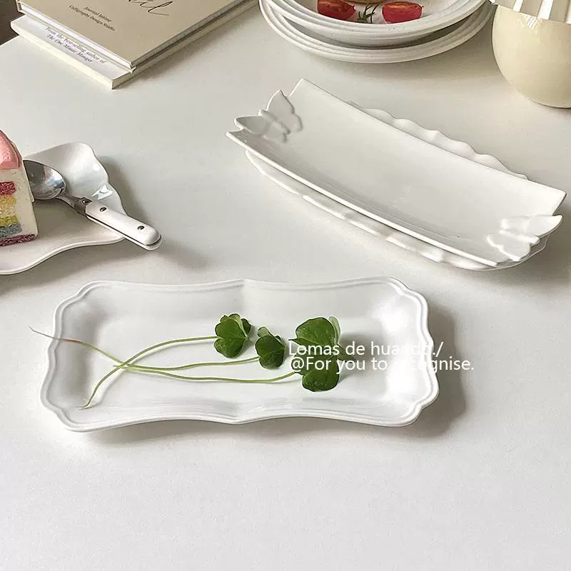 Ins простой и плавающий десертный тарелка в форме торта Sushi - стиль французский западная тарелка для завтрака овальная белая тарелка
