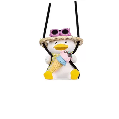 Car hanging — Car Interior Accessories Female Duck Swing - fat-backpack-straw-hat-ice-cream