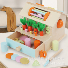 新品木质儿童多功能智力屋婴幼儿早教益智玩具拔萝卜捉虫形状配对