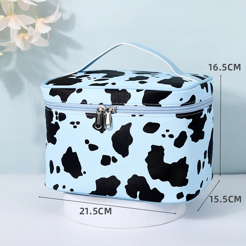 Women's Medium All Seasons Pu Leather Cows Fashion Pillow Shape Bucket Zipper Cosmetic Bag display picture 5