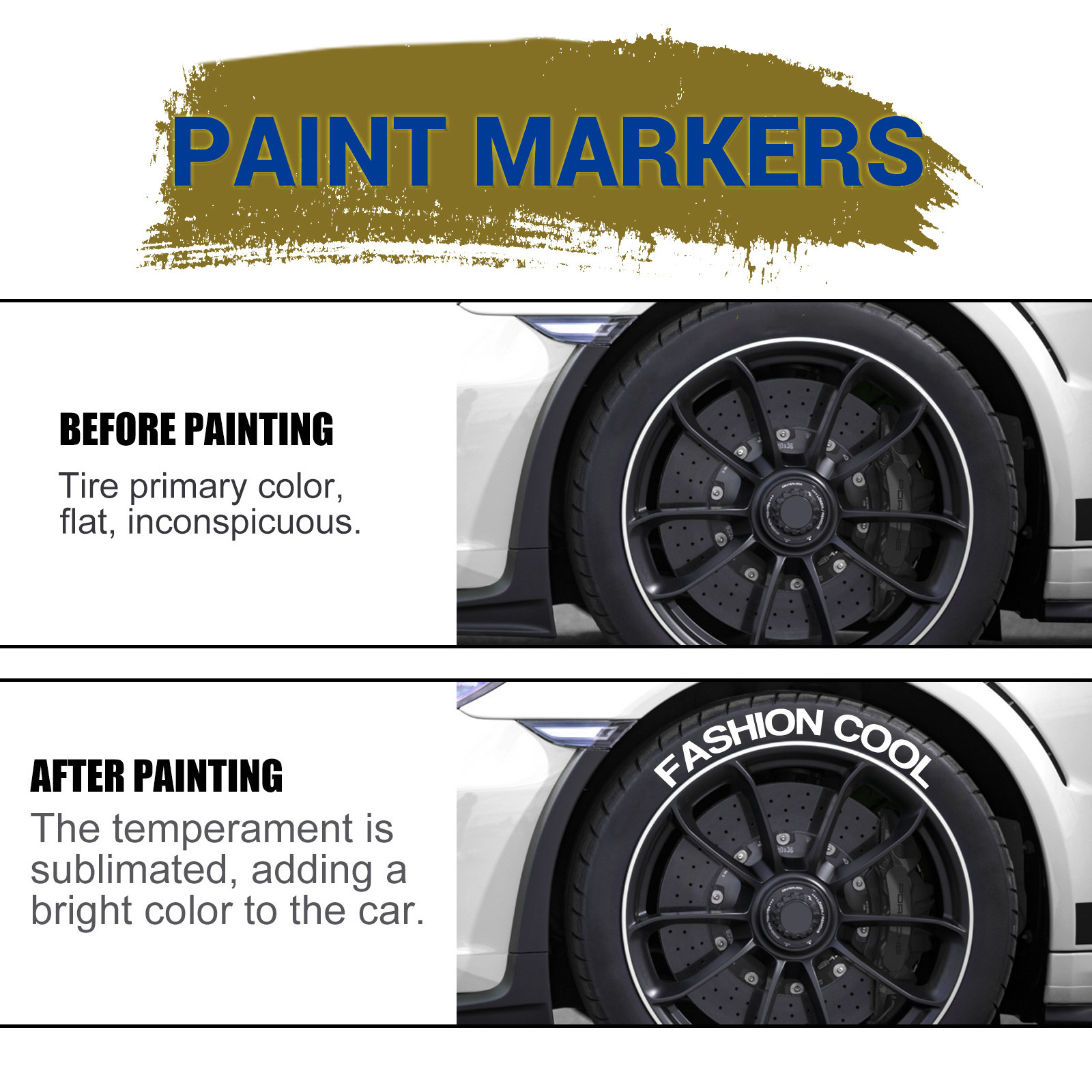 Rayhong Car Tire Marker Car Compact Portable Waterproof Quick-Drying Painting Marker Pen Graffiti Pen