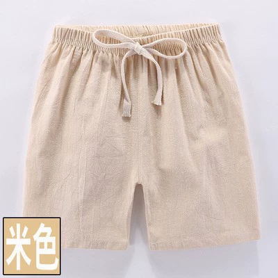 Children's Thin Cotton-Linen Shorts, Boys Beach Trousers, Lightweight Summer (100–150 cm)