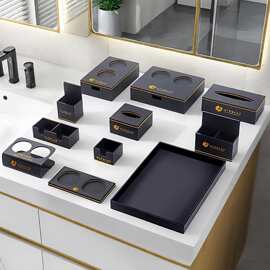 酒店洗漱用品收纳盒牙具盒亚克力宾馆客房高档一次性易耗品盒托盘