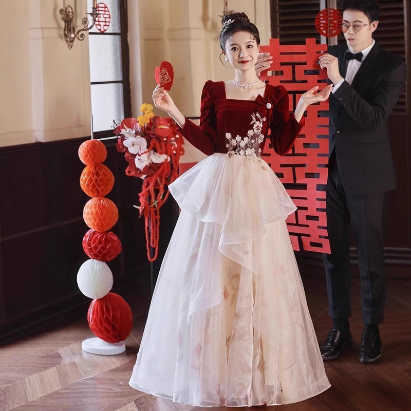 Bride's Toast Dress for Pregnant Women Plus Size Belly-Covering Women's 2025 New Bridesmaid Dress Wedding Engagement Home Casual Evening Dress