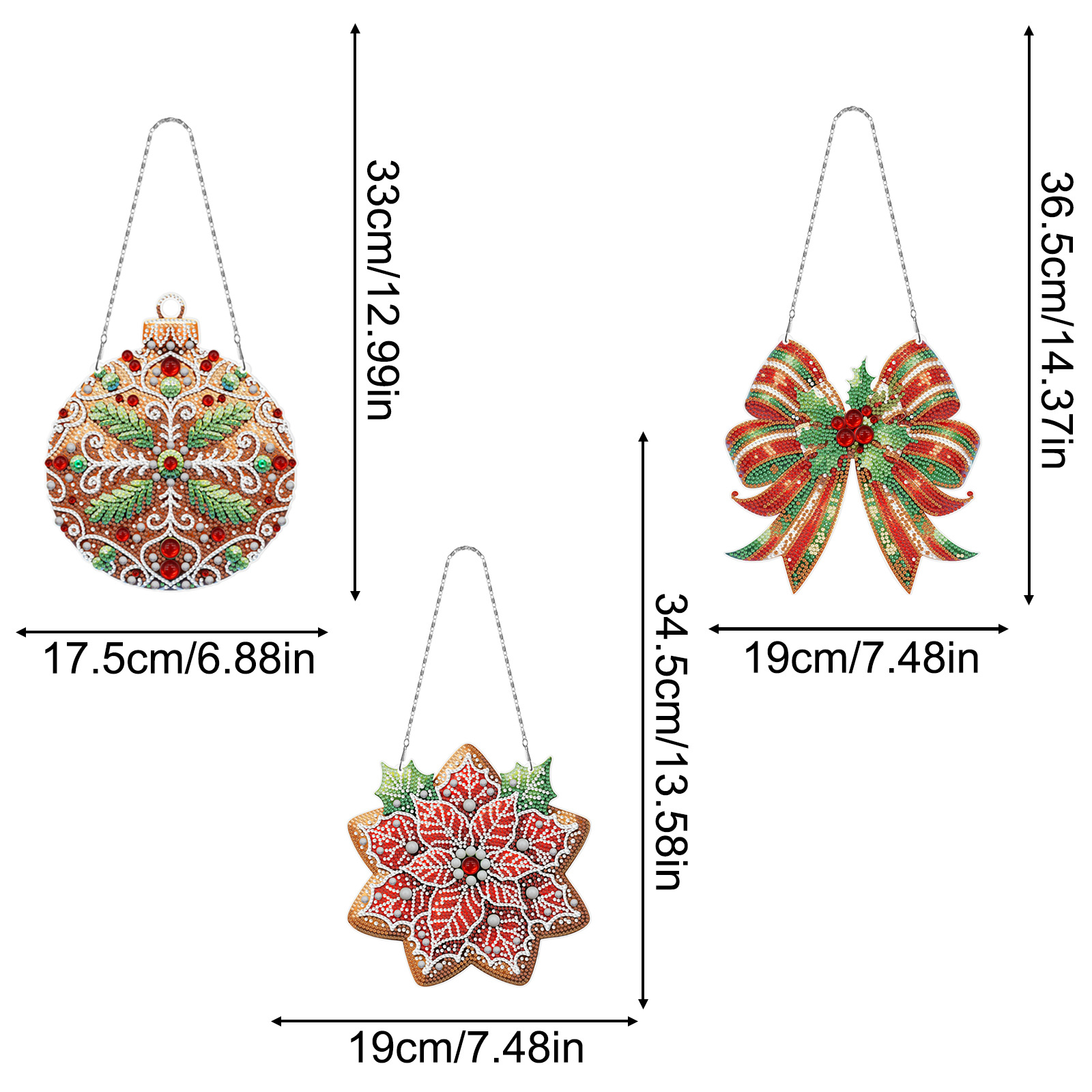 Diamante pintura perimetral DIY anillo 3 piezas juego de dibujos animados colgante genio Navidad sala de estar decoración de pintura distribuible