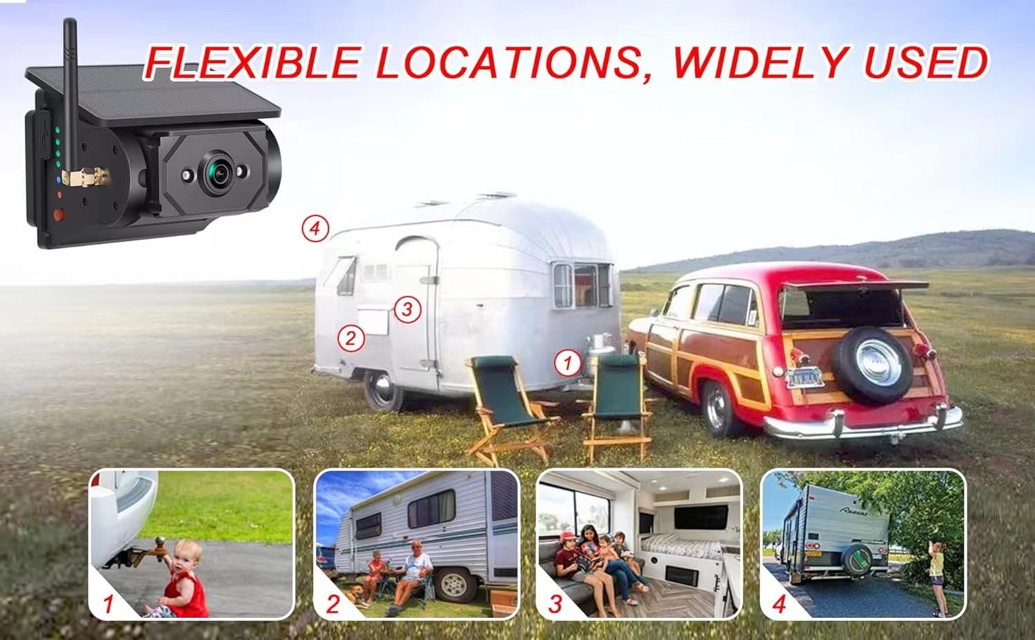 Solar-Powered 7inch Desktop Display Wireless Car-Mounted Hd Infrared Night Vision Truck Reversing Camera