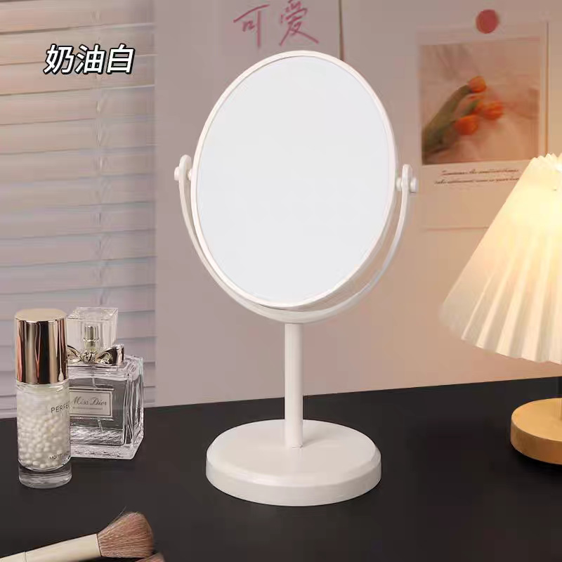 Espejo de escritorio de maquillaje para el hogar de doble cara ampliado para el salón de belleza de cabeza negra de alta sensación de dormitorio de estudiantes espejo de escritorio