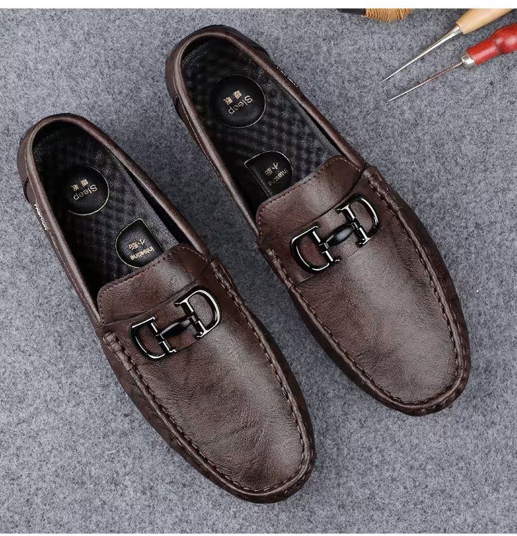 Al por mayor de alta calidad de otoño hombre de moda respirable anti-deslizante zapatos de soja hombre cuero suave con base suave zapatos casuales Lefour