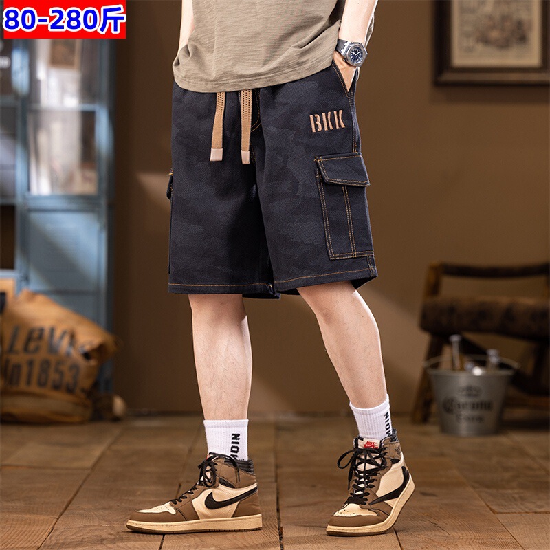 M-8XL Camouflage Vintage Tooling Shorts Men's Summer New Ins Fashionable Loose Plus Size Casual Pants