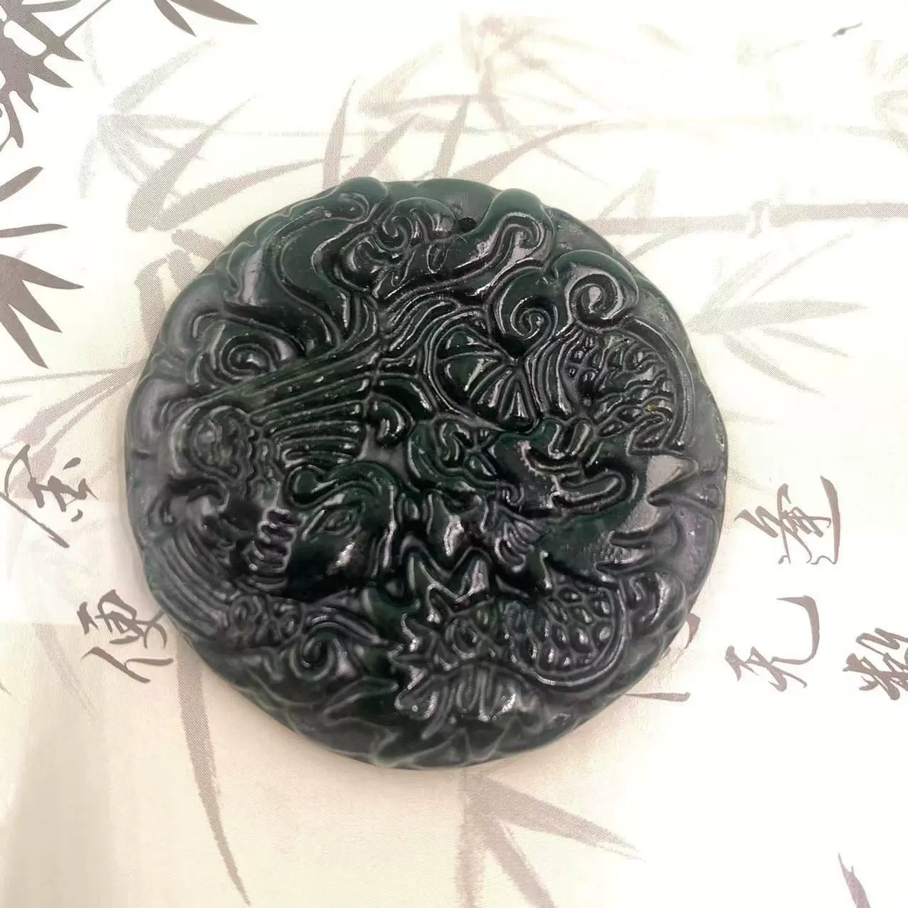 天然蛇纹玉保健玉石吊坠玉龙凤玉佩墨玉挂件碧玉平安扣民族风玉饰