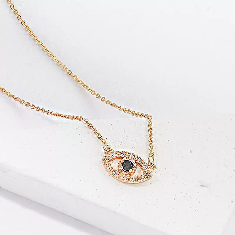 简约时尚OL美式嘻哈项链女恶魔之眼潮酷锁骨链小众设计高级感链条