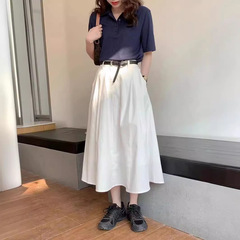 Lizhiqi ハイウエストスリムソリッドカラー A ラインスカート春と秋の新作ミドル丈カジュアルスタイルスカートアンブレラスカート 220143