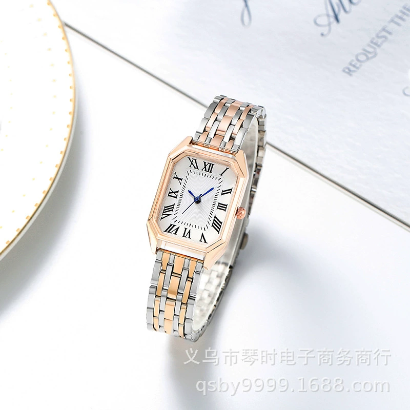 Rectangular Watch (Vikabo) — Small Retro Korean Style, Stainless Steel Bracelet, Minimal