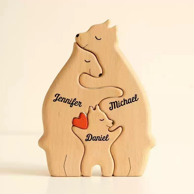 Familia cálida decoración de rompecabezas de madera Transfronteriza Popular de madera maciza abrazo traje de oso decoración del hogar Madre y niño oso