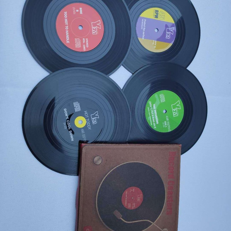 复古唱片杯垫黑胶餐垫RetroVinyl咖啡杯垫防滑隔热垫圆形|undefined