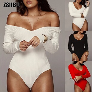 2024 European and American AliExpress fashion autumn and winter women's V-neck long sleeve pit jumpsuit casual tight