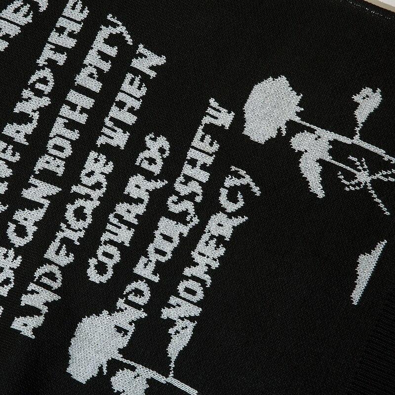 Men's Clothing street pullover portrait letter jacquard sweater casual loose commuter sweater pullover_voghion.com