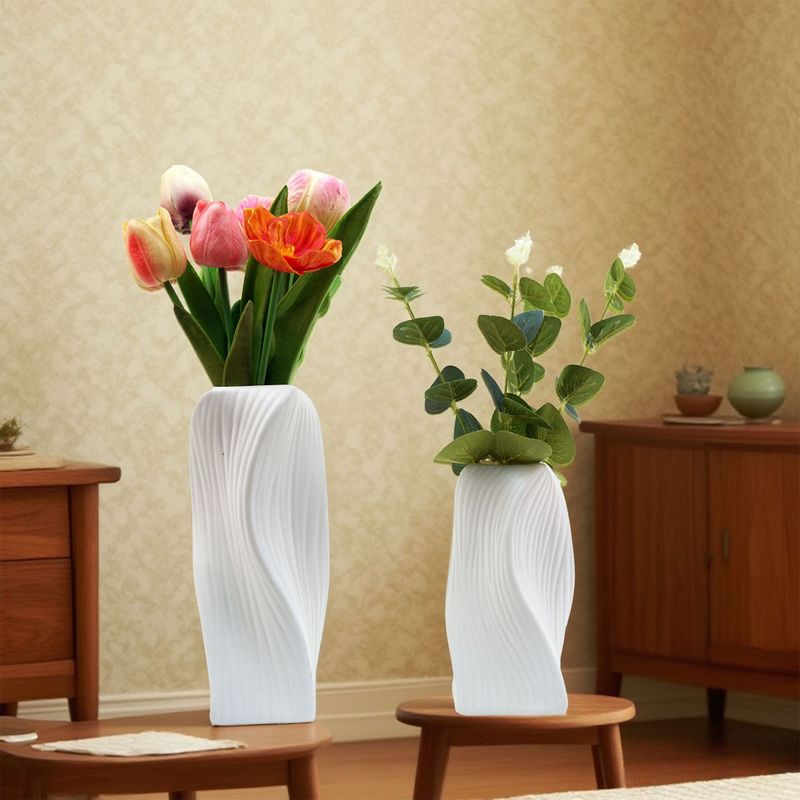 日式塑料花瓶客厅民宿餐厅桌面简约线条插花器水培鲜花装饰品摆件|undefined