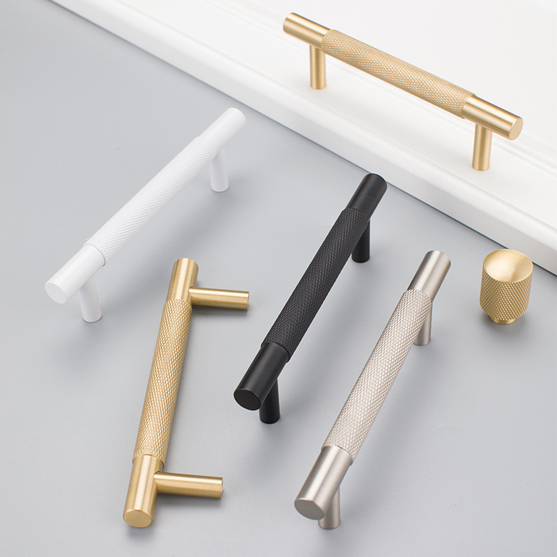 龍林五金輕奢衣櫃門黃銅拉手新款網紋金色櫥櫃鞋櫃抽屜純銅長把手