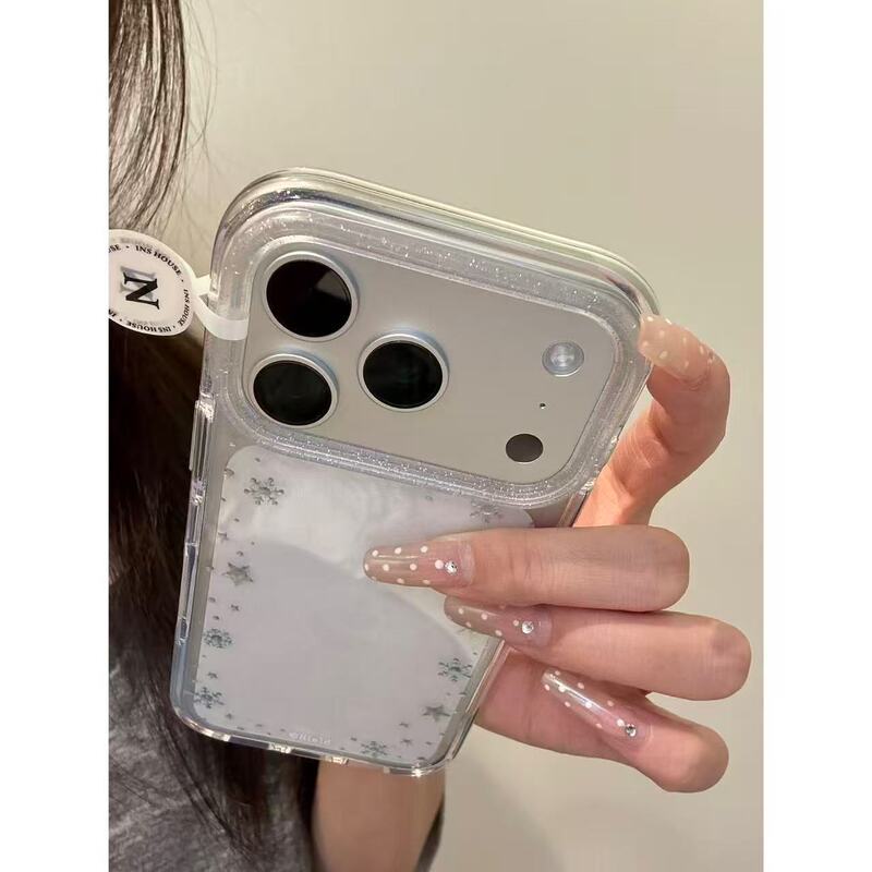 治愈系围边鎏金银色星星雪花适用iphone17promax苹果16手机壳15pr|undefined
